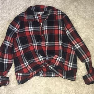 A flannel crop long sleeve